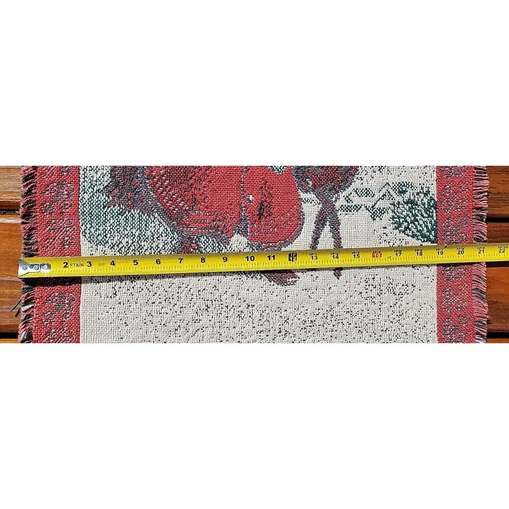 Vintage Christmas Tapestry Woven Wall-Hanging Santa With Reindeer 32x21 WTC 1995